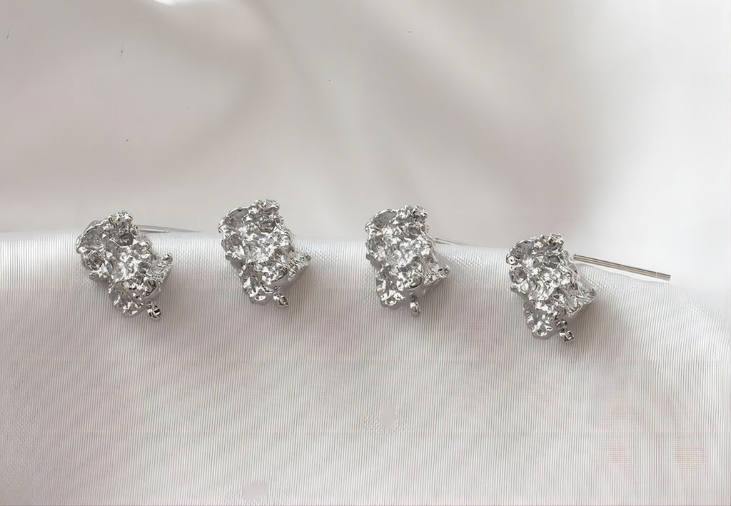 Irregular Ear Post With Loop, S925 Silver Ear Pin Nickel Free Earrings, Gold/Silver Ear Stud, Hypoallergenic Earring Findings G0010-D0013