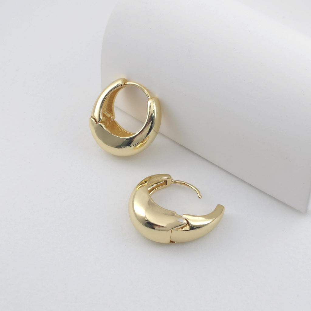 Gold Round Ear Hoops, 18K Gold/Silver Plated Leverback Earrings, Huggie Hoops Earring D0576