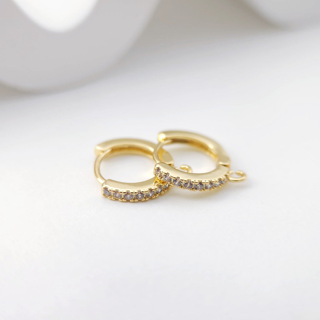 أقراط دائرية مرصعة بأحجار الزركونيا المكعبة، أقراط دائرية مطلية بالذهب مع حلقة، نتائج أقراط دائرية من صنعك، لوازم أقراط يدوية الصنع D0109