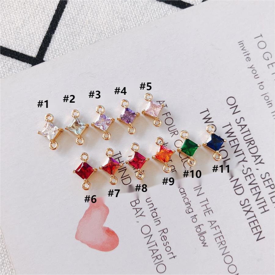 10 conectores de cristal rómbico, colgantes de cristal, chapados en oro de 18 quilates, accesorios de joyería MY078-F233
