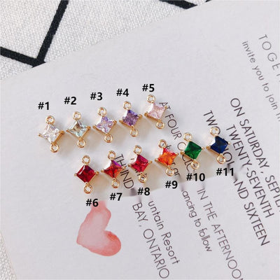 10 conectores de cristal rómbico, colgantes de cristal, chapados en oro de 18 quilates, accesorios de joyería MY078-F233