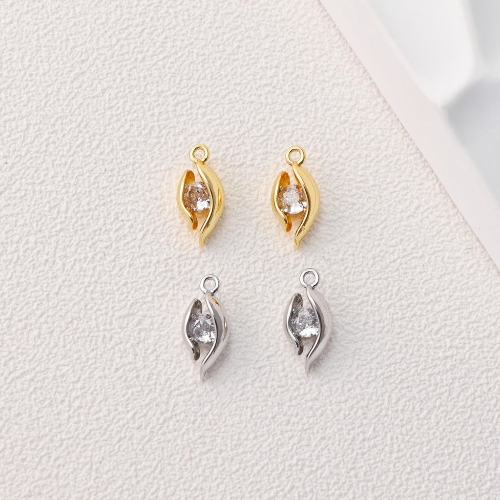 Horse Eye Charm, Oval Shape Pendant, CZ Pave Horse Eye Charm,  18K Gold Plated, For Necklace And Earrings Making, Jewelry Findings D0497