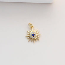 Load image into Gallery viewer, CZ Pave Sun Charms, Round Pendants, Crystal Cubic Pave Charms, 18K Gold Plated, Neckalce And Earring Making, Jewelry Findings S1340