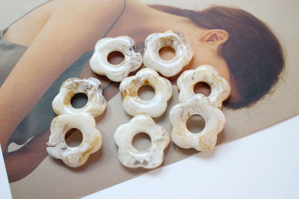 5 colgantes de flores de resina para bisutería, con cuentas DIY GZ292