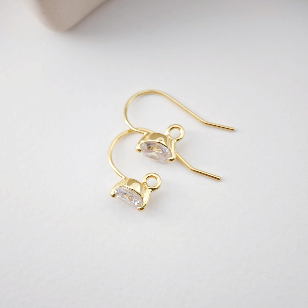 Alambres para pendientes chapados en oro de 18 quilates, ganchos redondos con pavé cúbico, sin níquel, ganchos para pez, alambres para bisutería D0170