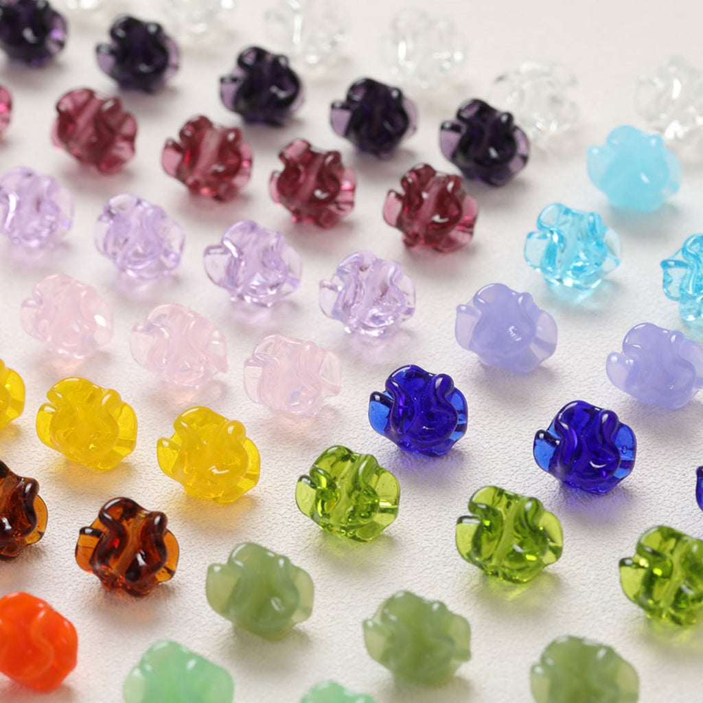Irregular Flower Glazed Beads, Spacer Beads, 15x11mm, Crystal Glass Loose Beads for Jewelry Making, DIY Beads Finding GT071