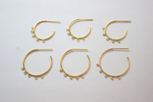 Load image into Gallery viewer, C Shape Earrings Post with 5 loops, 18K Gold, Nickel Free Earrings, Ear Stud Hypoallergenic Earring Findings BB079