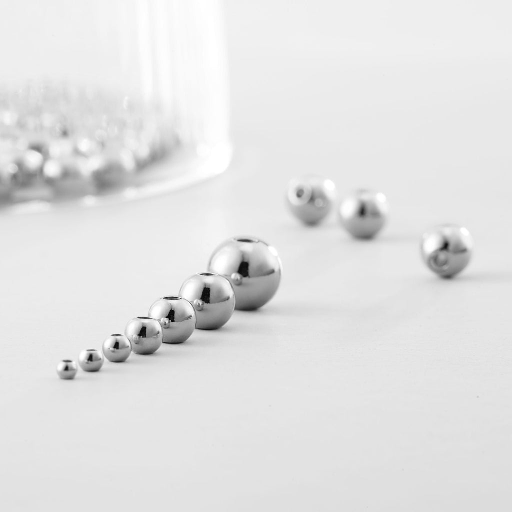 White Gold Plated Beads, Gold Spacer Beads, 14k gold round beads,3mm/4mm/5mm/6mm, Spacer Beads For Jewelry making