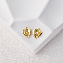Load image into Gallery viewer, CZ Pave Heart Charm, 3D Heart Pendant, Gold Love Charm,  18K Gold Plated, For Necklace And Earrings Making, Jewelry Findings D0500