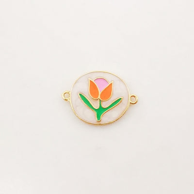 Enamel Flower Connector, 18K Gold Plated Flower Connector Charms For Bracelet Necklace Making, Jewelry Findings S1022
