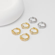 Load image into Gallery viewer, CZ Pave Flower Ear Hoop, Gold Plated Huggie Hoop Earring, Leverback Earring, DIY Earring  Findings, Handmade Earring Supplies D0531-D0539