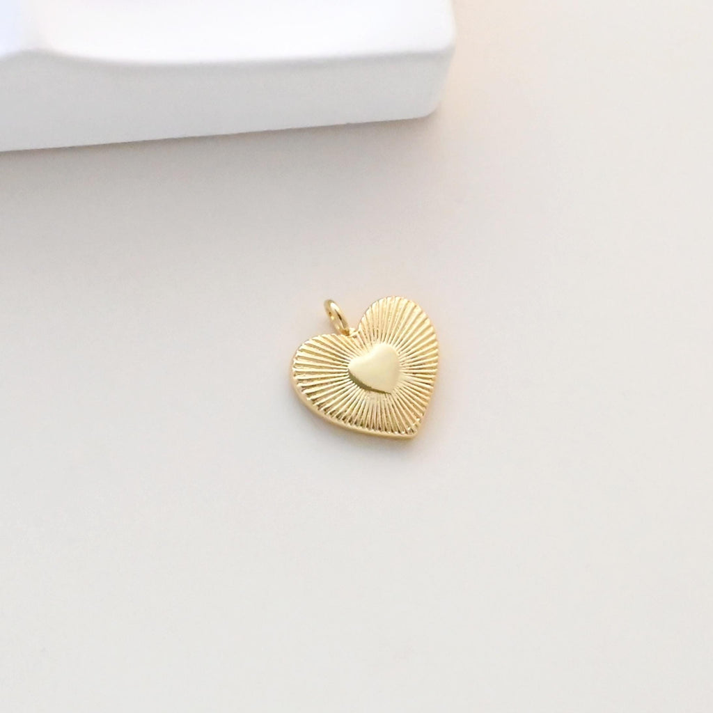 Dijes de corazón cúbico, dijes de amor con pavé de circonitas cúbicas bañados en oro de 18 quilates, colgantes para hacer pulseras y collares, accesorios de joyería S1325