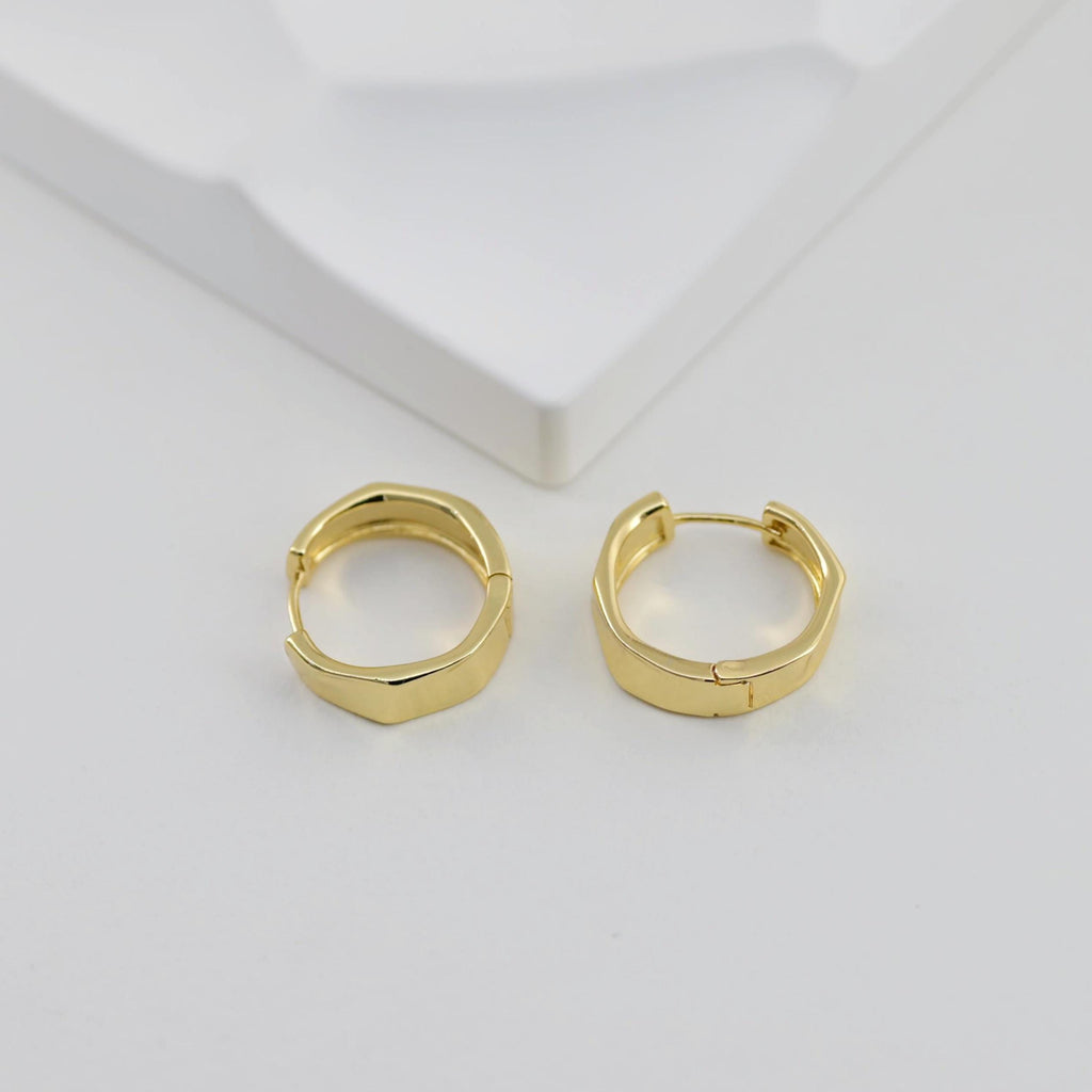 Gold Round Ear Hoops, 18K Gold/Silver Plated Leverback Earrings, Huggie Hoops Earring D0570