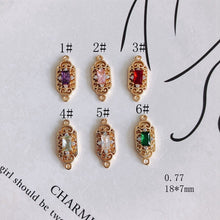 Load image into Gallery viewer, 10pcs CZ Pave Boho Connector, Cubic Zircon Crystal Pendant, Bracelet Necklace Pendant, 14K Real Gold Plated, Jewelry Findings MY056-F136