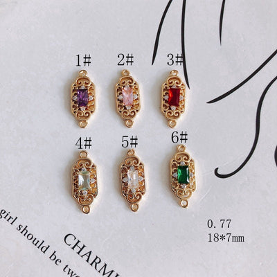 10pcs CZ Pave Boho Connector, Cubic Zircon Crystal Pendant, Bracelet Necklace Pendant, 14K Real Gold Plated, Jewelry Findings MY056-F136