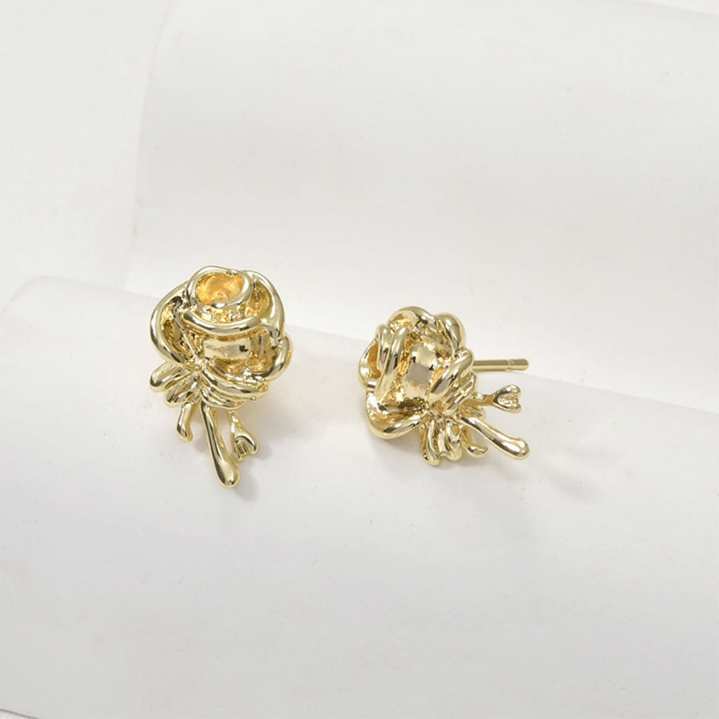 Lava Rose Ear Stud, S925 Silver Ear Pin Nickel Free Earrings, Gold/Silver Stud Earrings, Hypoallergenic Earring Findings LL175