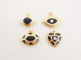 Enamel Cubic Evil Eye Charm, 18K Gold Plated Micro CZ Pave Eye Pendant, Necklace Making Charm, Jewelry Findings S20228