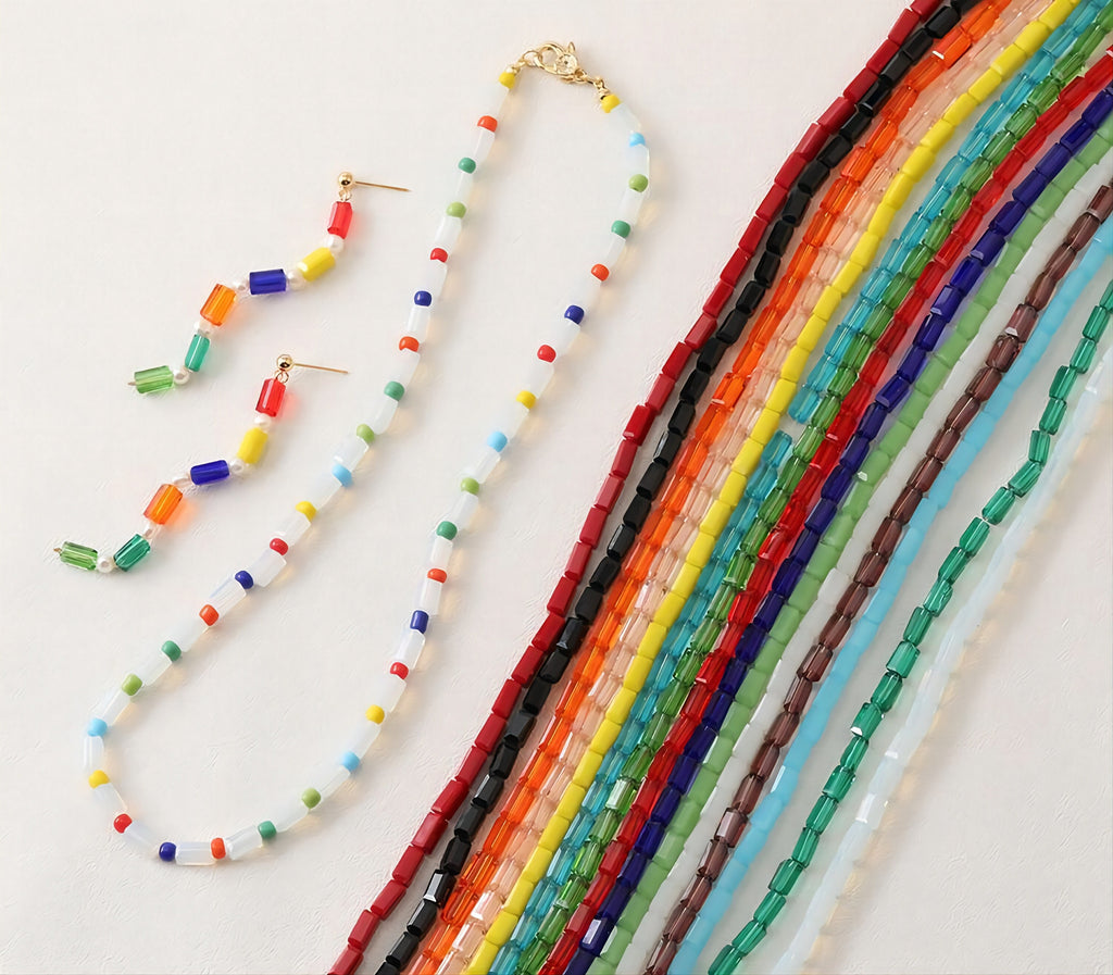 Glass Rectangle Tube Beads, Spacer Beads, 4x8mm, Crystal Glass Loose Beads for Jewelry Making, DIY Beads Finding GZ022