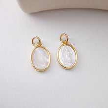 Load image into Gallery viewer, Saint Maria MOP Charms, Religious Charms, 18K Real Gold Plated Our Lady Pendants, Vintage Necklace Making Charms S1223