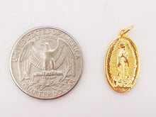 Load image into Gallery viewer, Saint Maria Charms, Religious Charms, 12x21mm, 18K Real Gold Plated Our Lady Pendants, Vintage Necklace Making Charms S262