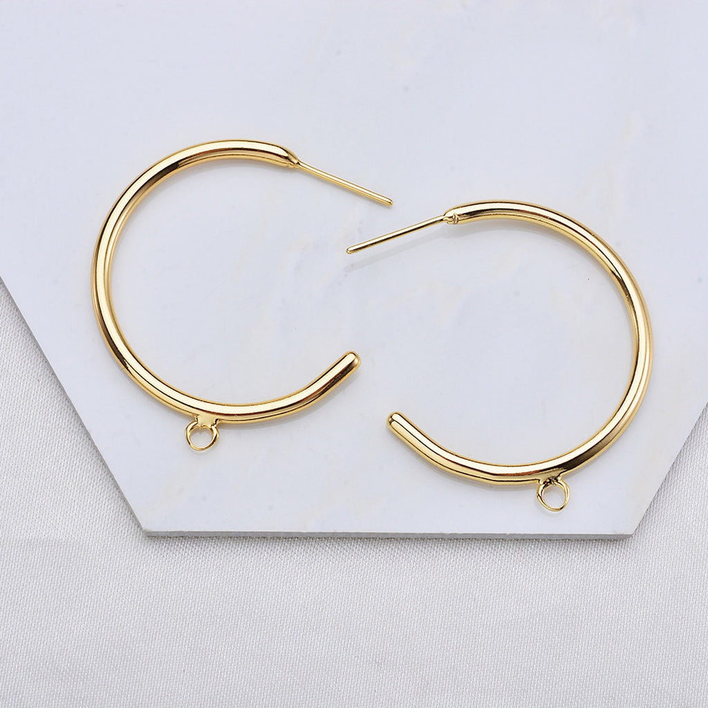 10 قطع من أقراط الأذن الذهبية على شكل حرف C مع حلقة، أقراط أذن من الفضة الاسترلينية S925 خالية من النيكل، حلقة أذن، نتائج أقراط مضادة للحساسية Z050