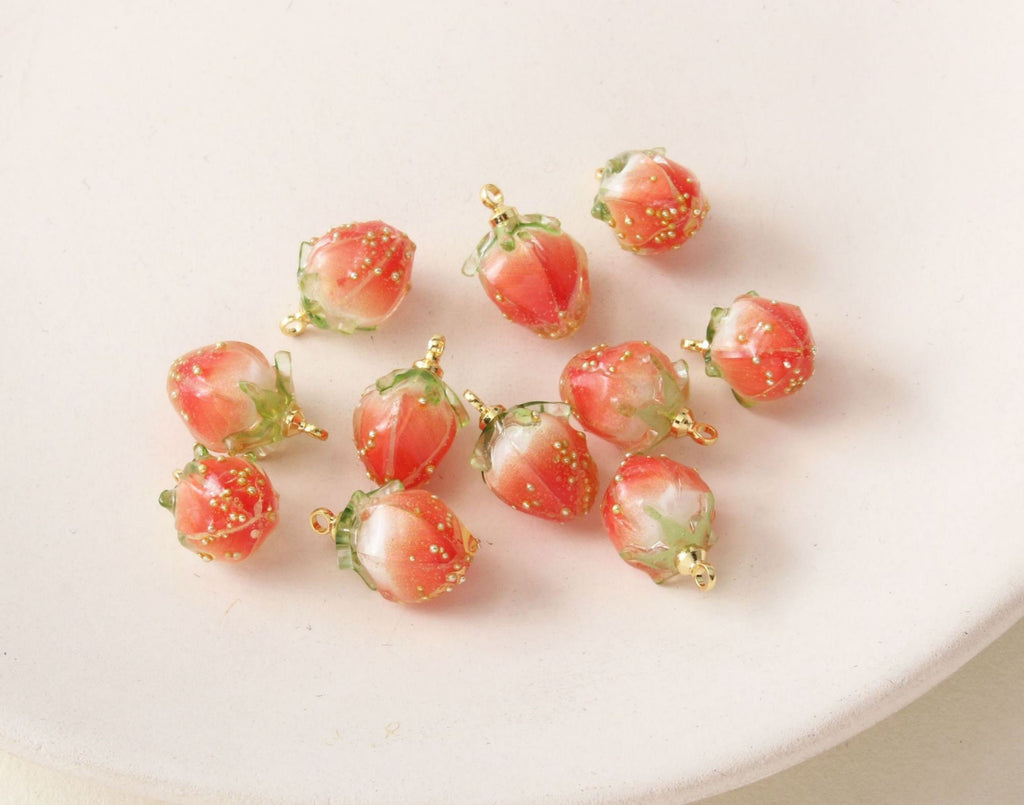 5 mini colgantes de fruta de fresa, de resina, para hacer joyas, cuentas DIY GZ289
