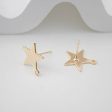 Load image into Gallery viewer, 10pcs Gold Star Earring Post With Loop, Nickel Free Earrings, Ear Stud Loop, Hypoallergenic Earring Findings ZX175