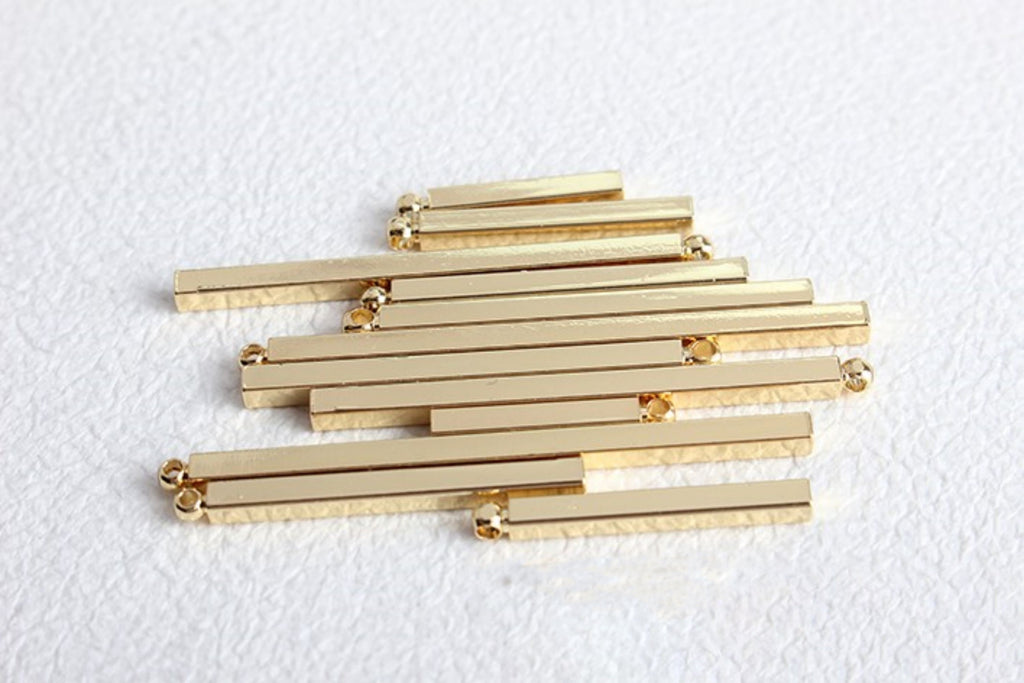 10pc Long Bar Pendant, 18K Gold Plated Square Bar Charm, 1.5cm,2cm,2.5cm,3cm,3.5cm,4cm, Earring Making Findings ZZ060
