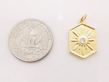 Cargar imagen en el visor de la galería, Dije de sol dorado, colgante de sol cúbico, chapado en oro brillante de 18 quilates con micro pavé de circonitas cúbicas, 22 x 15 mm, para hacer collares, accesorios de joyería S121