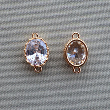 Cargar imagen en el visor de la galería, 10 dijes ovalados con pavé de circonita cúbica, colgante de cristal de circonita cúbica, colgante para pulsera y collar, chapado en oro auténtico de 14 quilates, accesorios de joyería JY070-F154