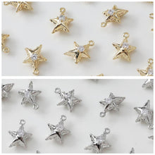 Load image into Gallery viewer, Balloon Style, Hexagram, Heart, Round, Pea, Star Charms, CZ Pave Pendant, 14K Gold Plated, Necklace Making Charms, Jewelry Findings ZZ043