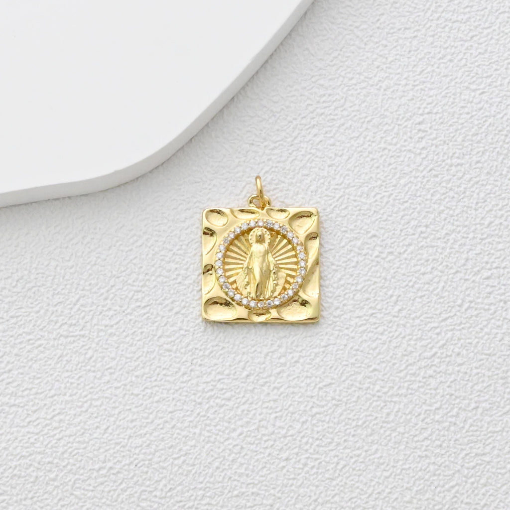 Jesus Pendant, God of Heaven Pendan, 18K Gold Plated, CZ Pave Religions Pendant, Necklace Making Charm, Jewelry Findings S1358