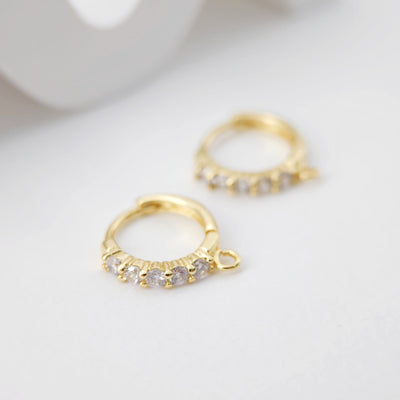 Cubic Zirconia Ear Hoops Multicolor Pave Crystal, 15*13.7mm, 18K Gold Plated Leverback Earrings, Huggie Hoops Earring D0213