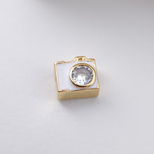 Load image into Gallery viewer, Enamel Camera Beads, Square Spacer Beads, Large Hole Gold Plated Beads, 18K Gold Plated,  Bracelet Necklace Making Jewelry Finding S1166