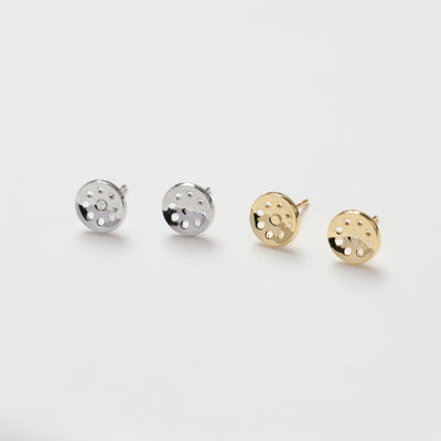 10pcs 18K Gold Round Post With Loops, Round Stud Earring Nickel Free, 8mm, Hypoallergenic Earring Findings GZ117