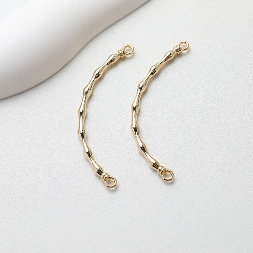 Bamboo Curved Connector with loops, 14K Gold/Silver Plated Bracelet Making Findings, Bracelet Jewelry Findings GE106