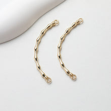 Load image into Gallery viewer, Bamboo Curved Connector with loops, 14K Gold/Silver Plated Bracelet Making Findings, Bracelet Jewelry Findings GE106