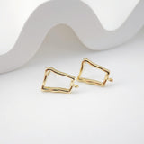 18K Gold Irregular Quad Earring Post With Loop, S925 Silver Pin, Stud Earring Nickel Free, 14*10mm, Hypoallergenic Earring Findings D0230