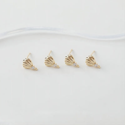 قرط أذن أنيق من الأصداف مع حلقة، ذهب/فضة عيار 14 قيراطًا، أقراط من الفضة الإسترليني عيار 925 خالية من النيكل، أقراط أذن مرصعة بالأصداف GE010