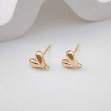 Load image into Gallery viewer, 4pcs Heart Earring Post, 8.5mm, 18k Gold, S925 Silver Ear Pin, Nickel Free, Heart Stud with Loop, Hypoallergenic Earring Findings ZX247