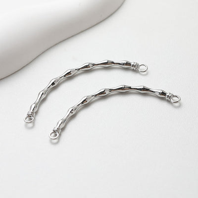 Bamboo Curved Connector with loops, 14K Gold/Silver Plated Bracelet Making Findings, Bracelet Jewelry Findings GE106