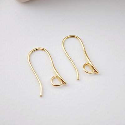 Fish Hooks, 18K Gold Plated Ear Wires, Gold Earring Earring Hooks, Ear Wires for Jewelry Making D0184