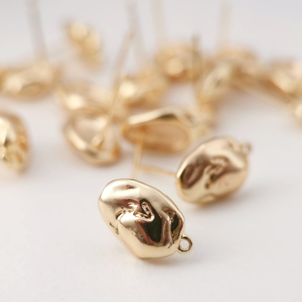 10pcs Gold Stone Earring Post With Loop, S925 Silver Pin Nickel Free Earrings, Ear Stud Loop, Hypoallergenic Earring Findings Z094