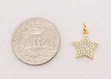 تحميل الصورة إلى عارض المعرض، دلايات نجمة ذهبية، قلادة نجمة مكعبة من الكريستال اللامع 12 مم، مطلية بالذهب عيار 18 قيراطًا، دلايات قلادة، قطع مجوهرات S691
