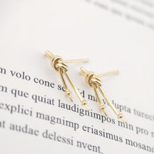 Load image into Gallery viewer, 4pcs Gold Knot Earring Post With Loop, S925 Silver Ear Pin, Nickel Free Earrings, 18K Ear Stud Loop, Tie The Knot Earring Findings ZX027