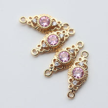 Load image into Gallery viewer, 2pcs CZ Pave Boho Connector, Cubic Zircon Crystal Pendant, Bracelet Necklace Pendant, 14K Real Gold Plated, Jewelry Findings JY090-F027