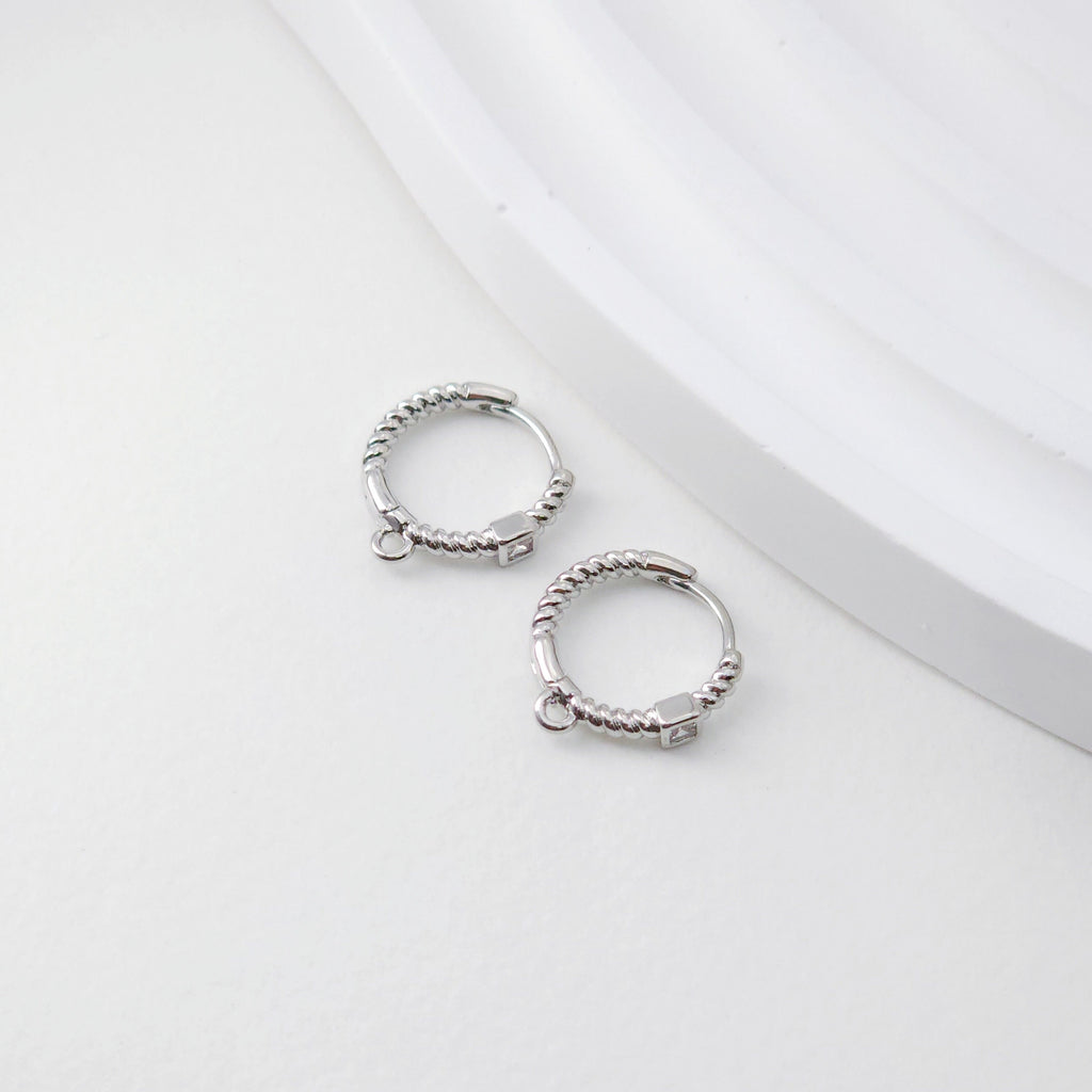 Helical zircon Earring Hoop, Gold Plated Huggie Hoop Earring with Loop, Huggie Hoops DIY Earring  Findings,Handmade Earring Supplies D0098