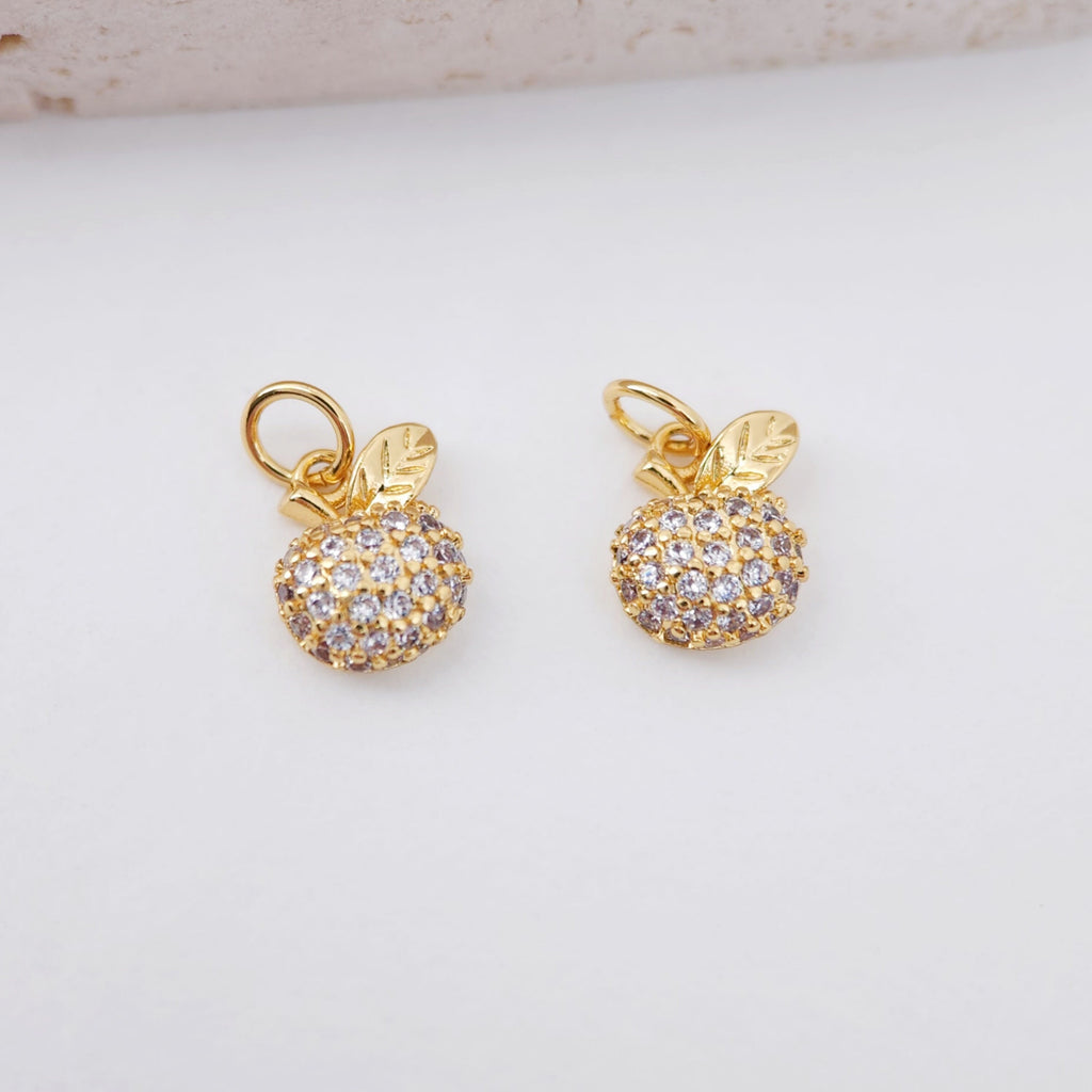 2PCS 13x8mm Banana Cubic Charms, 18K Gold Plated Banana CZ Pave Pendant, Fruit Pendant,  Necklace charms, Jewelry Findings S635