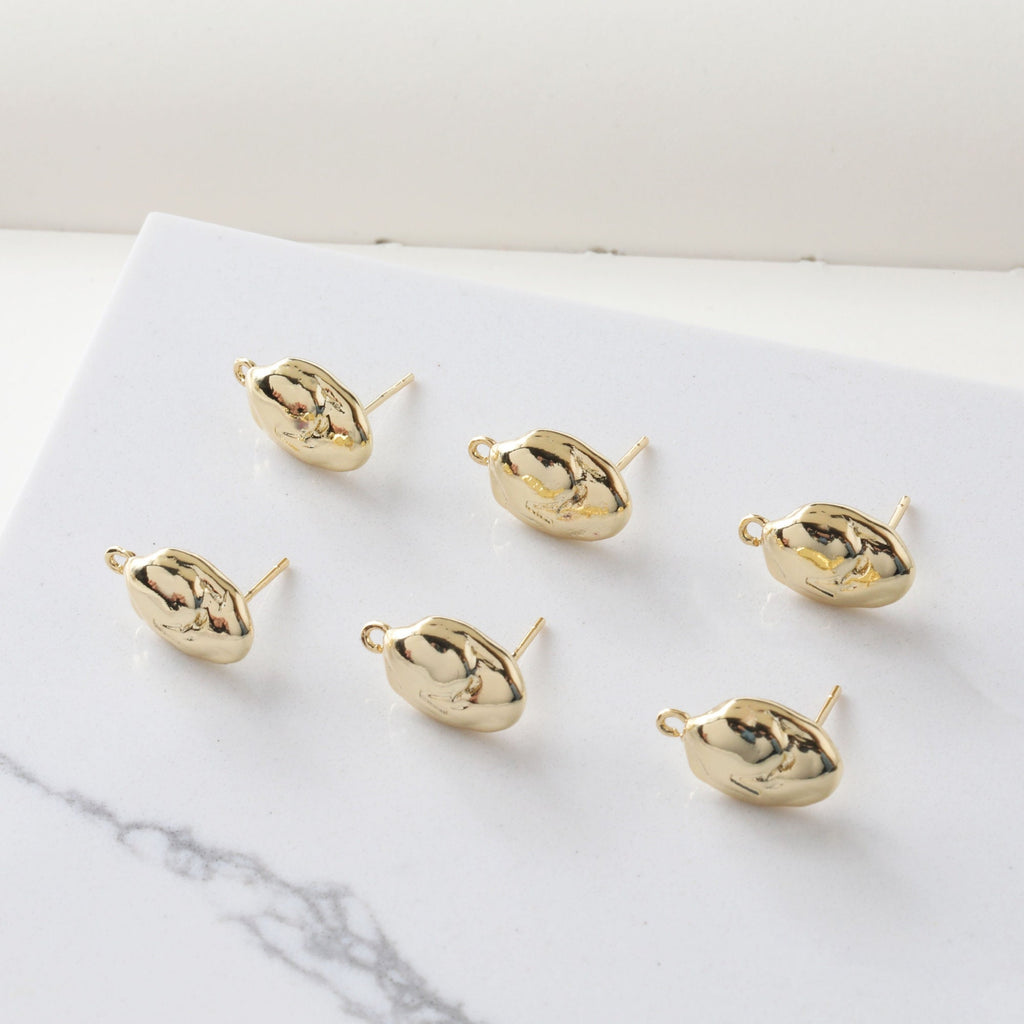 10pcs Gold Stone Earring Post With Loop, S925 Silver Pin Nickel Free Earrings, Ear Stud Loop, Hypoallergenic Earring Findings Z094