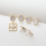 قرط صدفي غير منتظم، مطلي بالذهب عيار 14 قيراطًا، دبوس فضة S925 خالٍ من النيكل، نتائج قرط مضادة للحساسية JJ022